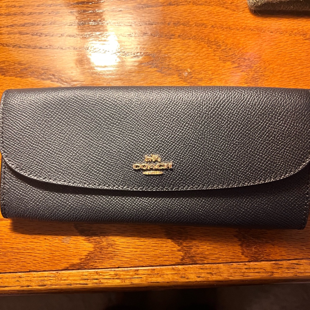 Coach Midnight Black Wallet with Gold Accents